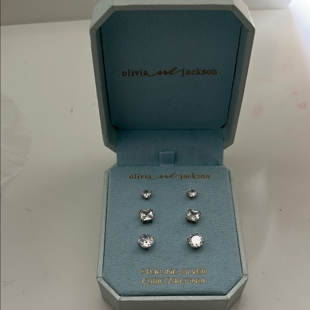 Silver Cubic Zirconia Earring Set